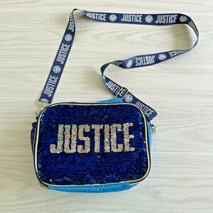 Justice Girls Blue Sequin Handle & Strap Lunch Bag Preowned - Flaws